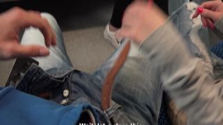 Girl with pink vibrator on his knees getting his face lady sextacy